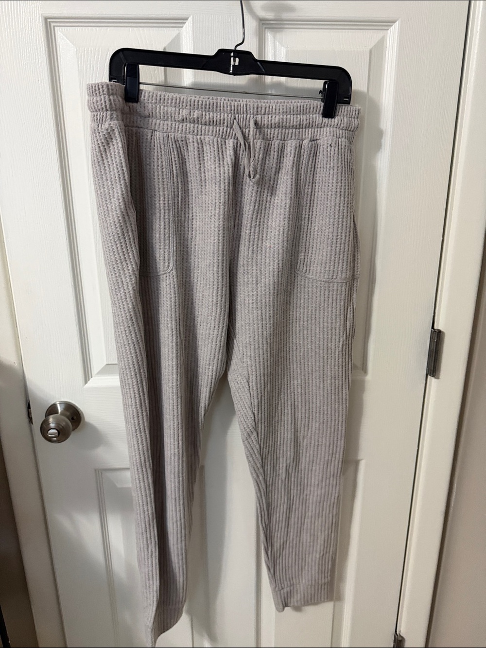 Natural Reflections Women's Ribbed Drawstring Joggers - Light Gray